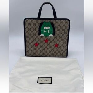 Gucci Monogram Bag with Green Cat and Red Stars